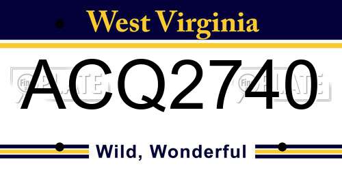 ACQ2740 West Virginia License Plate