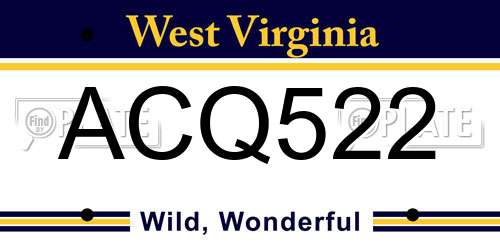 ACQ522 West Virginia License Plate