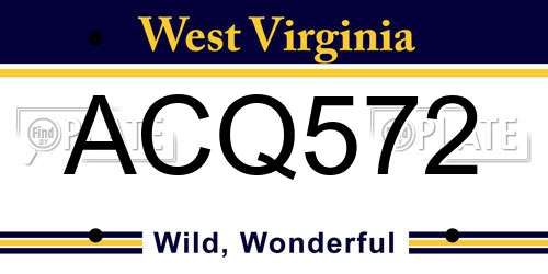 ACQ572 West Virginia License Plate