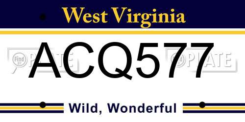 ACQ577 West Virginia License Plate