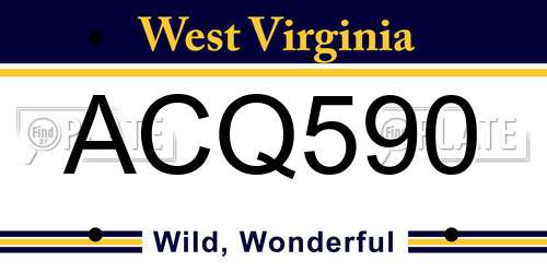 ACQ590 West Virginia License Plate