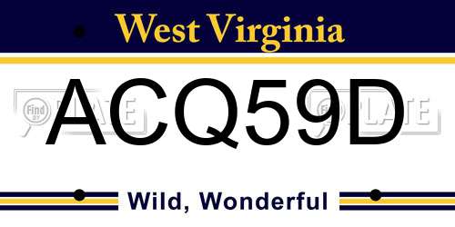 ACQ59D West Virginia License Plate