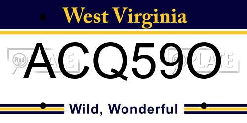 ACQ59O West Virginia License Plate