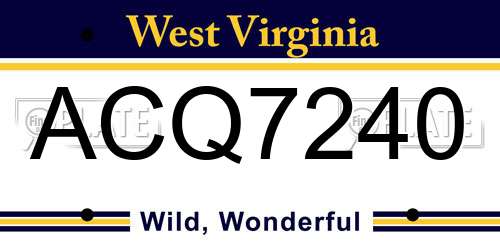 ACQ7240 West Virginia License Plate
