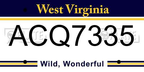 ACQ7335 West Virginia License Plate