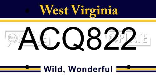 ACQ822 West Virginia License Plate