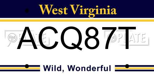 ACQ87T West Virginia License Plate