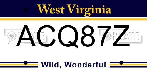 ACQ87Z West Virginia License Plate