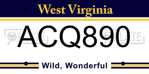 ACQ890 West Virginia License Plate