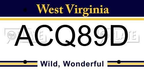 ACQ89D West Virginia License Plate