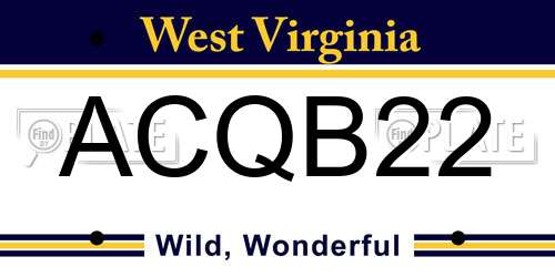 ACQB22 West Virginia License Plate