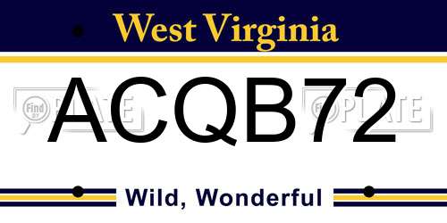 ACQB72 West Virginia License Plate