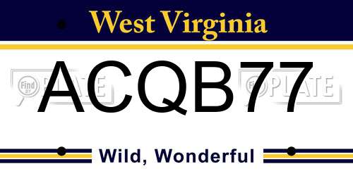 ACQB77 West Virginia License Plate