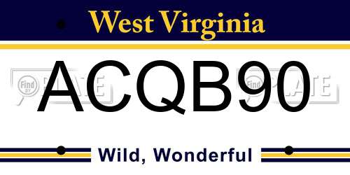 ACQB90 West Virginia License Plate