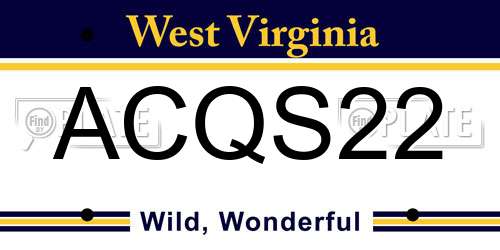 ACQS22 West Virginia License Plate