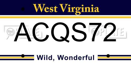 ACQS72 West Virginia License Plate