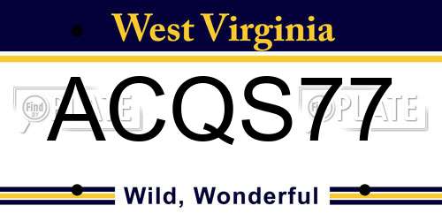 ACQS77 West Virginia License Plate