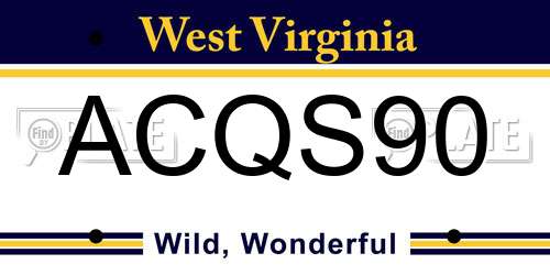 ACQS90 West Virginia License Plate
