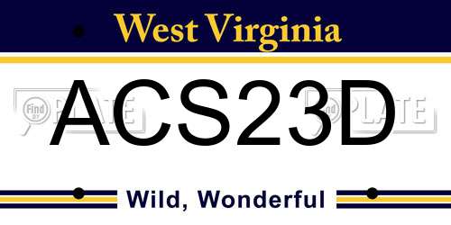 ACS23D West Virginia License Plate