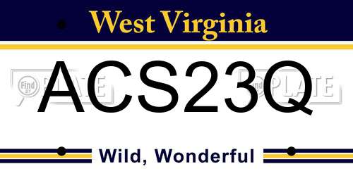 ACS23Q West Virginia License Plate