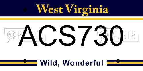 ACS730 West Virginia License Plate