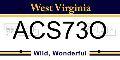 ACS73O West Virginia License Plate