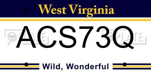 ACS73Q West Virginia License Plate