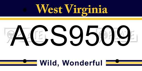 ACS9509 West Virginia License Plate