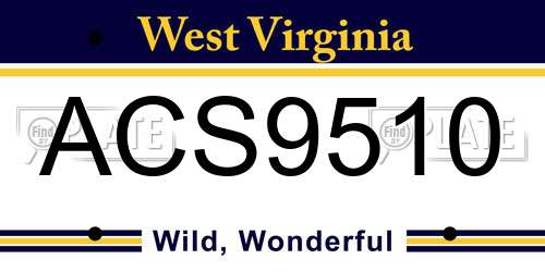 ACS9510 West Virginia License Plate