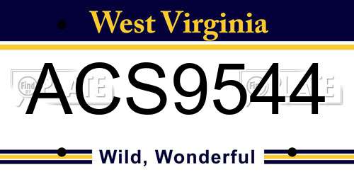 ACS9544 West Virginia License Plate