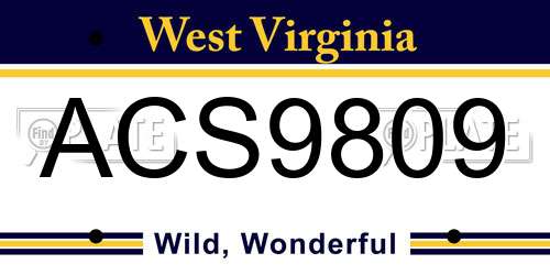 ACS9809 West Virginia License Plate
