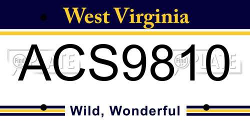 ACS9810 West Virginia License Plate