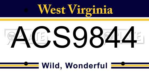 ACS9844 West Virginia License Plate