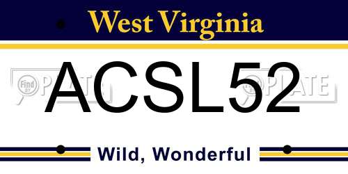 ACSL52 West Virginia License Plate