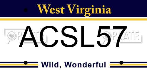 ACSL57 West Virginia License Plate