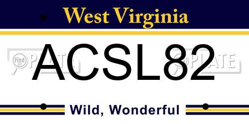 ACSL82 West Virginia License Plate