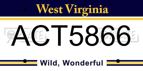 ACT5866 West Virginia License Plate