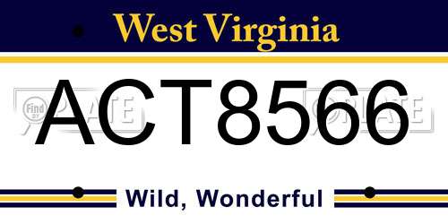ACT8566 West Virginia License Plate