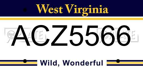 ACZ5566 West Virginia License Plate