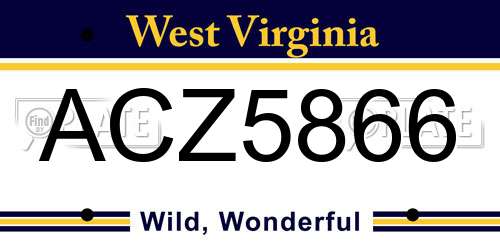 ACZ5866 West Virginia License Plate