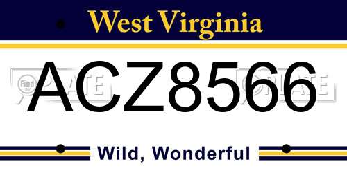 ACZ8566 West Virginia License Plate