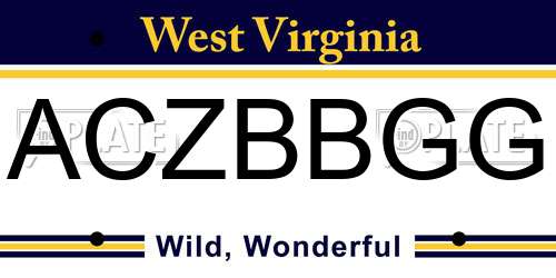 ACZBBGG West Virginia License Plate