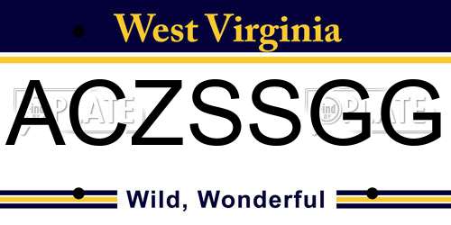ACZSSGG West Virginia License Plate