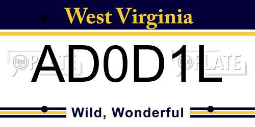 AD0D1L West Virginia License Plate