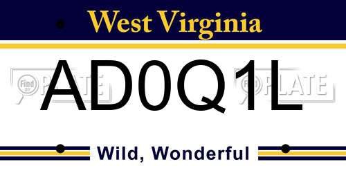 AD0Q1L West Virginia License Plate