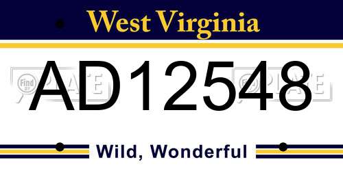 AD12548 West Virginia License Plate