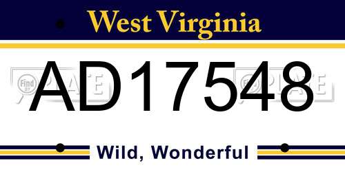 AD17548 West Virginia License Plate