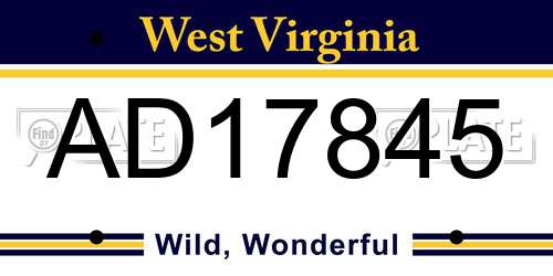 AD17845 West Virginia License Plate