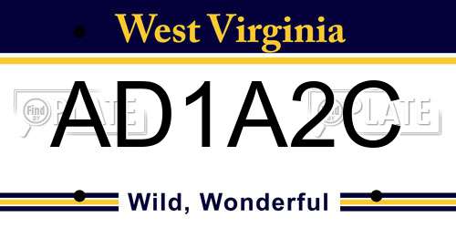 AD1A2C West Virginia License Plate