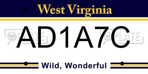 AD1A7C West Virginia License Plate